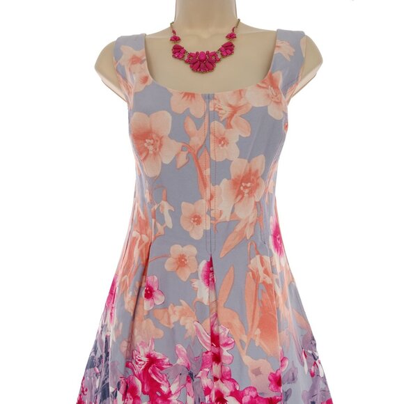 Nine West Floral Print Pleated Fit & Flare Dress w/Pockets Size 18W 2X Plus Size - Picture 2 of 6